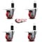 Service Caster 3.5'' Red Poly Swivel 1-5/8'' Expanding Stem Caster Set Total Lock Brake, 4PK SCC-EXTTL20S3514-PPUB-RED-158-4 - alternate 4